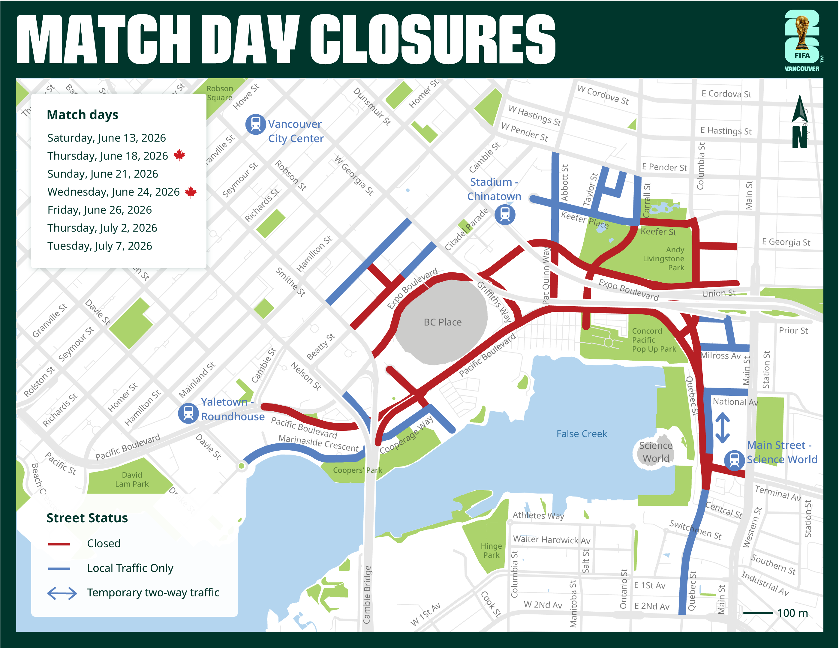 Road closures on World Cup match days